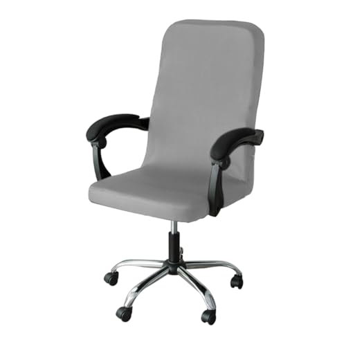 Bürostuhl Bezug,Office Chair Cover M/L Sizes Office Stretch Spandex Chair Covers Anti-Dirty Computer Seat Cover Removable Slipcovers(LightGrey,M) von TUOYDJA