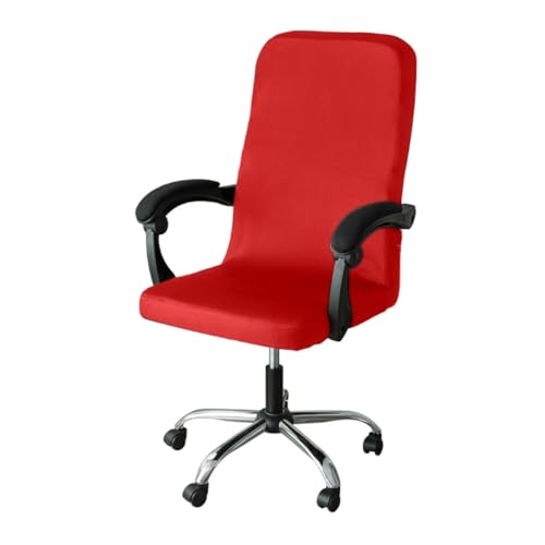 Bürostuhl Bezug,Office Chair Cover M/L Sizes Office Stretch Spandex Chair Covers Anti-Dirty Computer Seat Cover Removable Slipcovers(Red,L) von TUOYDJA