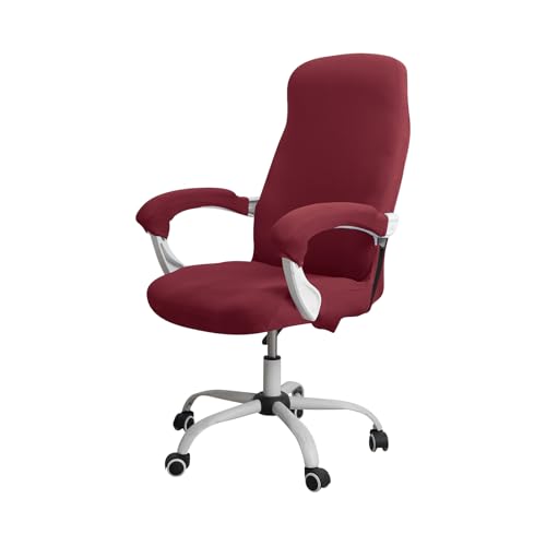 Bürostuhl Bezug,Office Chair Cover Office Chair Cover Set Stretch Computer with Armrest Washable and Removable Solid Colors(Burgundy,M) von TUOYDJA