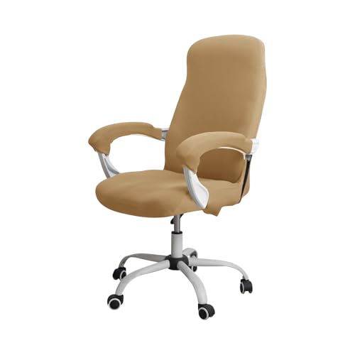 Bürostuhl Bezug,Office Chair Cover Office Chair Cover Set Stretch Computer with Armrest Washable and Removable Solid Colors(Camel,L) von TUOYDJA