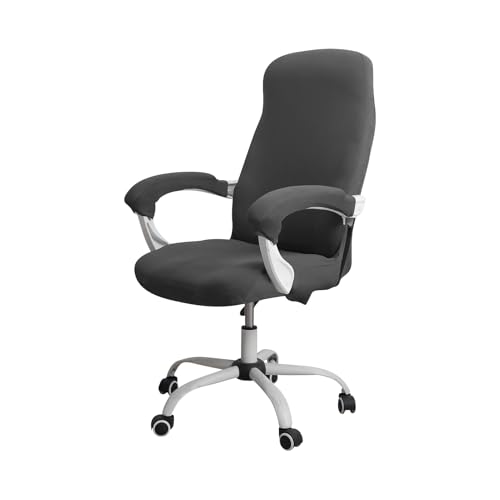Bürostuhl Bezug,Office Chair Cover Office Chair Cover Set Stretch Computer with Armrest Washable and Removable Solid Colors(Dark Grey,L) von TUOYDJA