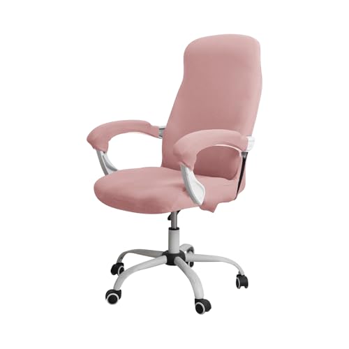 Bürostuhl Bezug,Office Chair Cover Office Chair Cover Set Stretch Computer with Armrest Washable and Removable Solid Colors(Pink,M) von TUOYDJA