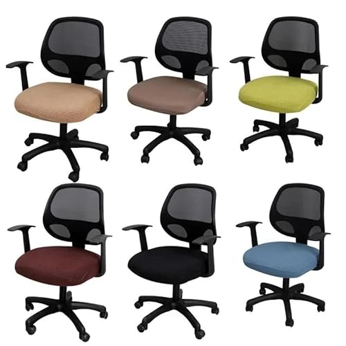 Bürostuhl Bezug,Office Chair Cover Office Computer Seat Protective Elasticity Split Cover Universal Anti-dust Thicken 1 Piece Chair(Khaki) von TUOYDJA