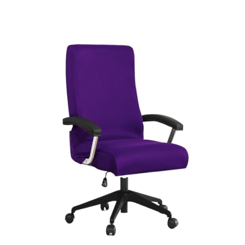 Bürostuhl Bezug,Office Chair Cover Stretch Spandex Office Chair Covers Anti-Dirty Computer Seat Cover Removable Slipcovers(Dark Purple,M) von TUOYDJA