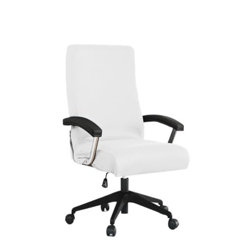 Bürostuhl Bezug,Office Chair Cover Stretch Spandex Office Chair Covers Anti-Dirty Computer Seat Cover Removable Slipcovers(White,L) von TUOYDJA