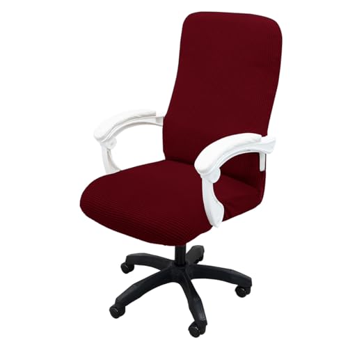 Bürostuhl Bezug,Office Chair Cover Thickened Computer Office Chair Covers Dustproof Pet Scratch Resistant Retractable Office Chair Cover(Burgundy,L) von TUOYDJA