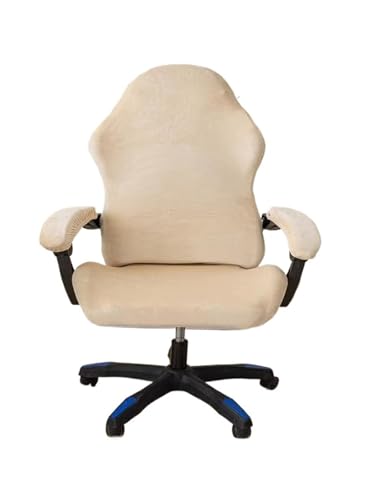 Bürostuhl Bezug,Office Chair Cover Tickened Velvet Chair Cover Office Computer Game Seat Case Stretchy Home Gaming with Armrest(Latte) von TUOYDJA