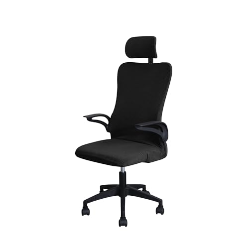 Bürostuhl Bezug,Office Chair Cover Water Repellent Game Chair Cover with Headrest for Office Internet Cafe Computer Armrest Gaming Covers(Black) von TUOYDJA