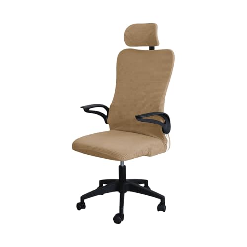 Bürostuhl Bezug,Office Chair Cover Water Repellent Game Chair Cover with Headrest for Office Internet Cafe Computer Armrest Gaming Covers(Camel) von TUOYDJA
