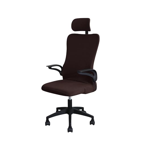 Bürostuhl Bezug,Office Chair Cover Water Repellent Game Chair Cover with Headrest for Office Internet Cafe Computer Armrest Gaming Covers(Chocolate) von TUOYDJA