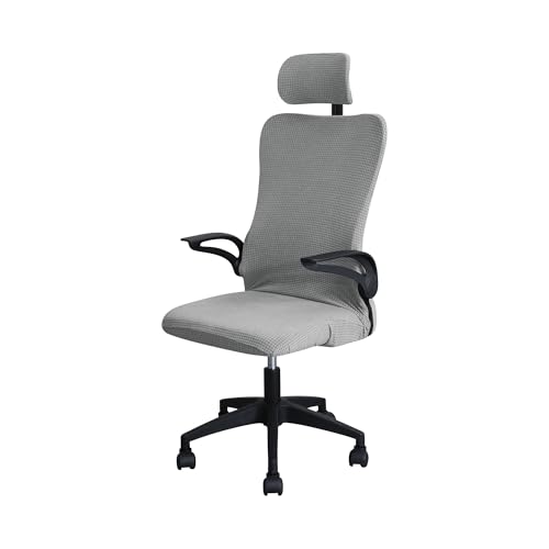 Bürostuhl Bezug,Office Chair Cover Water Repellent Game Chair Cover with Headrest for Office Internet Cafe Computer Armrest Gaming Covers(Light Grey) von TUOYDJA