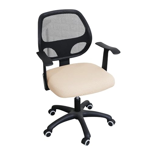 Bürostuhl Bezug,Office Chair Cover Waterproof Office Computer Seat Protective Elasticity Split Cover Universal Anti-dust Thicken Chair 1PC(Beige) von TUOYDJA