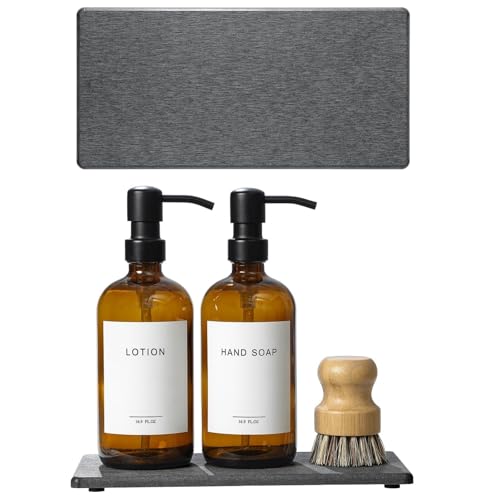 Diatomite Stone Bath Mat,Quick Dry Stone Mat Kitch 2 Stück Waschtischablagen for Badezimmerwaschbecken, wasserabsorbierende Schnelltrocknungsmatte aus Kieselgur for die Küchentheke, Geschirrständer, S von TUOYDJA