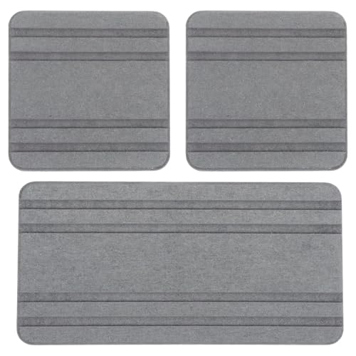 Diatomite Stone Bath Mat,Quick Dry Stone Mat Kitch 3 Stück saugfähige Stein-Tablett-Trocknungsunterlage, schnelle Matten, Untersetzer, Küchenspüle, Seifenhalter, Schminktisch, Zahnbürste, Badezimmer, von TUOYDJA