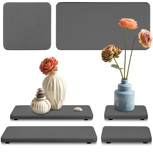Diatomite Stone Bath Mat,Quick Dry Stone Mat Kitch 4 Stück wasserabsorbierende Steinschale for Spüle, Stein-Trockenschale for Küche und Bad, schnell trocknende Kieselgur-Stein-Spülbeckenschale, wasser von TUOYDJA