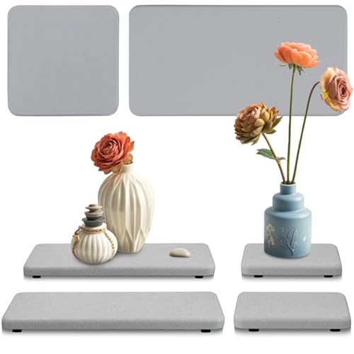 Diatomite Stone Bath Mat,Quick Dry Stone Mat Kitch 4 Stück wasserabsorbierende Steinschale for Spüle, Stein-Trockenschale for Küche und Bad, schnell trocknende Kieselgur-Stein-Spülbeckenschale, wasser von TUOYDJA