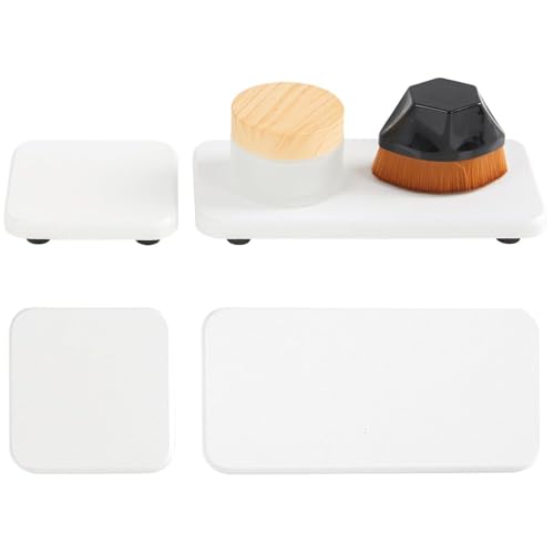 Diatomite Stone Bath Mat,Quick Dry Stone Mat Kitch 4er-Set Abtropfschale aus Stein, wasserabsorbierende Kieselgur-Steinschale for die Spüle, schnelltrocknender Spülbecken-Caddy for Seifenschale, Zahnb von TUOYDJA