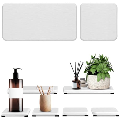 Diatomite Stone Bath Mat,Quick Dry Stone Mat Kitch 6-teiliges, schnell trocknendes Diatomit-Badezimmer-Tablett, Seifenschalenhalter, Zahnbürstenhalter for die Badezimmertheke, wasserabsorbierende Diat von TUOYDJA