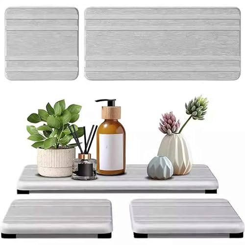 Diatomite Stone Bath Mat,Quick Dry Stone Mat Kitch Großes wasserabsorbierendes Steintablett, trocken und ordentlich, Steinspülbeckentablett, sofort trocknendes Waschbecken, Handbadezimmer(Light gray) von TUOYDJA