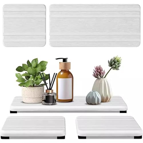Diatomite Stone Bath Mat,Quick Dry Stone Mat Kitch Großes wasserabsorbierendes Steintablett, trocken und ordentlich, Steinspülbeckentablett, sofort trocknendes Waschbecken, Handbadezimmer(White) von TUOYDJA