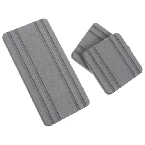 Diatomite Stone Bath Mat,Quick Dry Stone Mat Kitch Saugfähiges Steintablett, Trockenpad, Waschtisch, Seifenhalter, wasserabsorbierende, schnelle Arbeitsunterlage, Küchenschwamm-Untersetzer(Dark Grey) von TUOYDJA