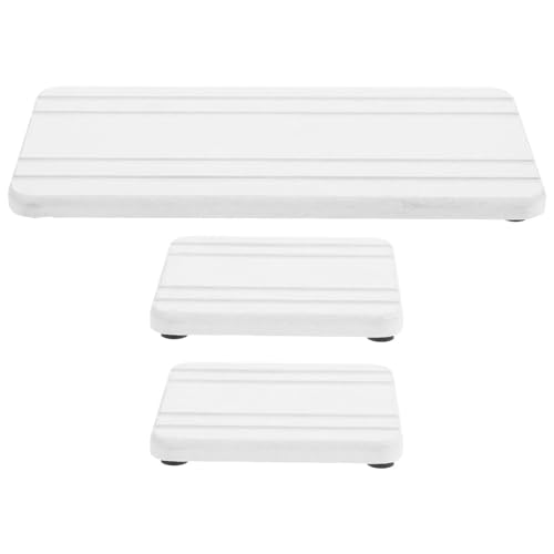 Diatomite Stone Bath Mat,Quick Dry Stone Mat Kitch Saugfähiges Steintablett, Trockenpad, Waschtisch, Seifenhalter, wasserabsorbierende, schnelle Arbeitsunterlage, Küchenschwamm-Untersetzer(White) von TUOYDJA
