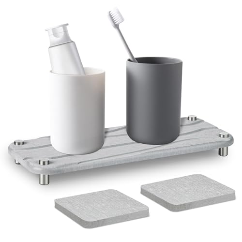 Diatomite Stone Bath Mat,Quick Dry Stone Mat Kitch Schnell trocknender Waschbecken-Ablage aus Stein, sofort trocknender Waschbecken-Organizer, Badezimmer-Tablett, schnell trocknender Kieselgur-Schwamm von TUOYDJA