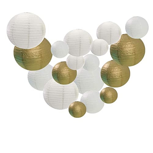 Lampions,Papierlampion 18 Packungen 4 "-12" White Beige Goldpapier Laterne Ball Lampion Hochzeit Boule Papier Mariage Geburtstag Party Decor Lampions,Papierlampion 18 Packungen 4 "-12" White Beige Goldpapier Laterne Ball Lampion Hochzeit Boule Papier Mariage Geburtstag Party Decor von TUOYDJA