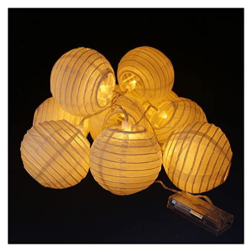 Lampions,Papierlampion 20 stücke warme weiße papier laterne bunte hängende lampion string leuchten für hochzeitsdekoration(3m 20pcs warm) von TUOYDJA