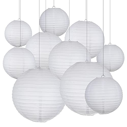 Lampions,Papierlampion 20 stücke weiß papier ball lampion hochzeit dekoration laternen papier lampenschirm verlobungspartei dekor von TUOYDJA