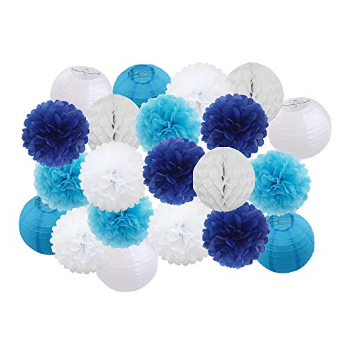 Lampions,Papierlampion 21 teile/satz dekoration blau/grün/rosa feste runde papier laterne party dekor hängende papier handwerk ornament(1) von TUOYDJA
