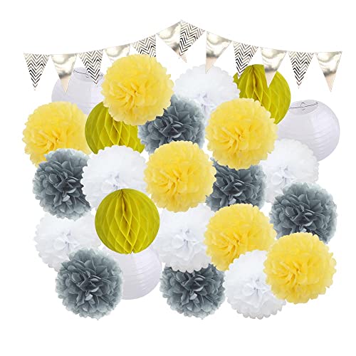 Lampions,Papierlampion DIY 2. 5 teile/satz Dekor Rosa Hängende Papierhandwerk Junge Mädchen Sommer Party 20 cm Green Pompoment 8 "Laternen(E) von TUOYDJA