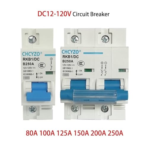 Leitungsschutzschalter,Sicherungsautomat 1P 2P DC Circuit Breaker 12V 24V 36V 48V 60V 72V 96V 120V Solar Zellen RV Batterie Circuit Breaker 80A 100A 125A 150A 200A 250A(2P,100A) von TUOYDJA