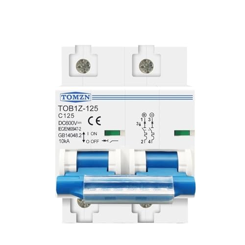 Leitungsschutzschalter,Sicherungsautomat 2P DC MCB 600V 125A 100A 80A Circuit Breaker for PV System C Kurve Batterie Hauptschalter(100A) von TUOYDJA