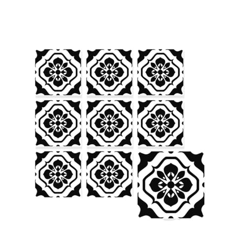 Linoleum Boden,Klebevinyl Selbstklebend 9 STÜCKE Einfache Blume Fliesen Druck Verdickt Anti Boden Aufkleber Hause Wohnzimmer Küche & Bad Wand(DB-4T9P30-817-ZZ) von TUOYDJA