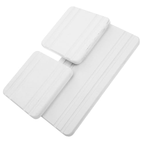 TUOYDJA Diatomite Stone Bath Mat,Quick Dry Stone Mat Kitch 3 PCS Tablett Untersetzer Saugfähigen Trocknen Pad Bad Matte Matten(White) von TUOYDJA
