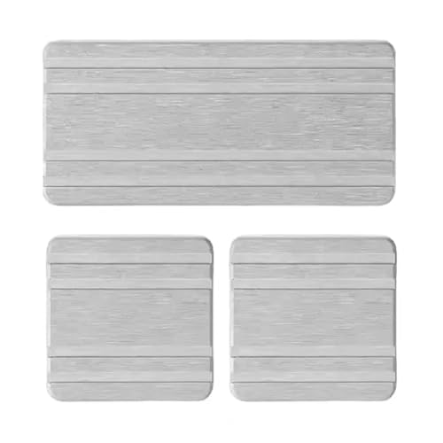 TUOYDJA Diatomite Stone Bath Mat,Quick Dry Stone Mat Kitch 3Pcs Wasser Absorbieren Stein Tablett Schnell Trocknend Waschbecken Abfluss Matte Anti-Rutsch Küche Bad Tabletts Untersetzer(Light Grey) von TUOYDJA
