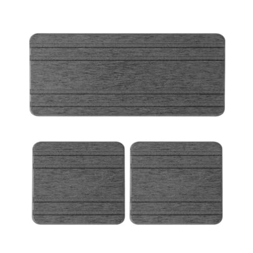 TUOYDJA Diatomite Stone Bath Mat,Quick Dry Stone Mat Kitch 3Pcs Wasser Absorbieren Stein Tablett Untersetzer Trocknen Tablett for Waschbecken Bad Zähler Matte Küche(Dark Gray) von TUOYDJA