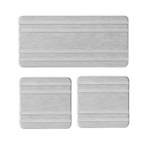 TUOYDJA Diatomite Stone Bath Mat,Quick Dry Stone Mat Kitch 3Pcs Wasser Absorbieren Stein Tablett Untersetzer Trocknen Tablett for Waschbecken Bad Zähler Matte Küche(Gray) von TUOYDJA