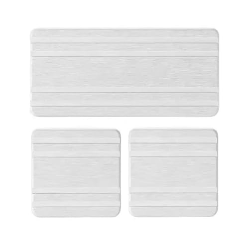 TUOYDJA Diatomite Stone Bath Mat,Quick Dry Stone Mat Kitch 3Pcs Wasser Absorbieren Stein Tablett Untersetzer Trocknen Tablett for Waschbecken Bad Zähler Matte Küche(White) von TUOYDJA