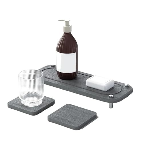 TUOYDJA Diatomite Stone Bath Mat,Quick Dry Stone Mat Kitch Schnell trocknende Spüle, Küchen-Organizer, ordentlich, Stein-Spülbecken-Tablett, absorbierend, langlebig von TUOYDJA
