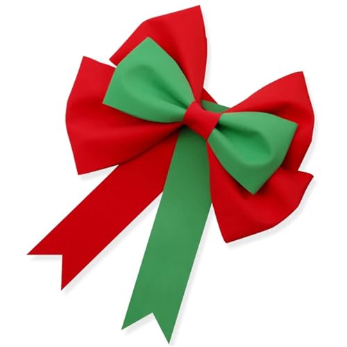 TUOYDJA Geschenkschleife Groß 2PCS Big Bow DIY Material Christmas Tree Wedding Party Wall Outdoor Decoration for Home Front Door Decor(Red-Green,50cm) von TUOYDJA