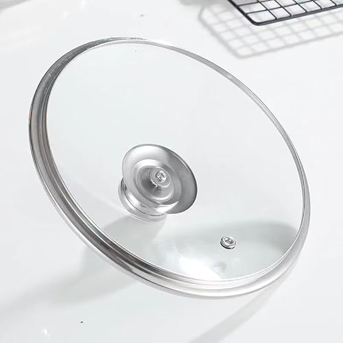 TUOYDJA Lid,Topfdeckel Runder Topfdeckel aus gehärtetem Glas, Pfannendeckel mit Edelstahlrand, auslaufsicherer, bruchsicherer Glasdeckel for vielseitige Kochtöpfe zu Hause(18cm) von TUOYDJA