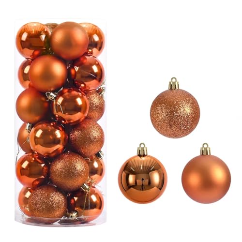 TUOYDJA Weihnachtsdeko,Christmas Decoration 24 Stücke 3cm Weihnachtskugeln Christbaumschmuck Kugeln Weihnachtsbehang Baumanhänger Home Party Weihnachtsbaum Dekor Neujahrsgeschenk(Bronze Colour) von TUOYDJA