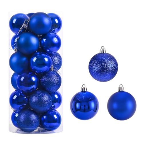 TUOYDJA Weihnachtsdeko,Christmas Decoration 24 Stücke 3cm Weihnachtskugeln Christbaumschmuck Kugeln Weihnachtsbehang Baumanhänger Home Party Weihnachtsbaum Dekor Neujahrsgeschenk(Dark Blue) von TUOYDJA
