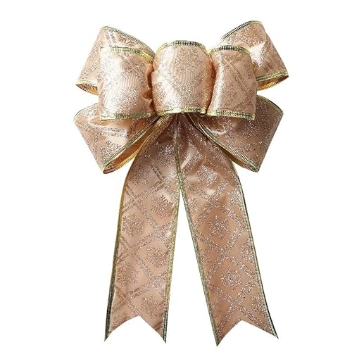 TUOYDJA Weihnachtsdeko,Christmas Decoration 35 × 24 cm Bogen Knoten Schneeflocke Plaid Weihnachten Baum Dekoration Urlaub Atmosphäre Große Gold Grenze(2pcs,Snowtooth) von TUOYDJA