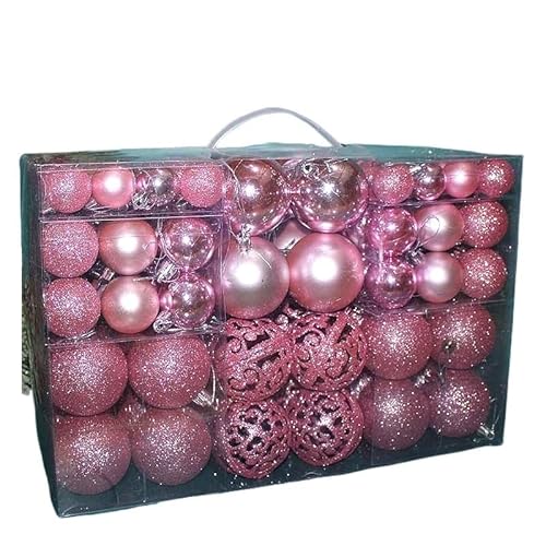 TUOYDJA Weihnachtsdeko,Christmas Decoration Weihnachtskugeln 3-6cm 100 Stück/Set Ornament Ball Party Hausgarten Dekoration for Weihnachtsbaum(Pink) von TUOYDJA