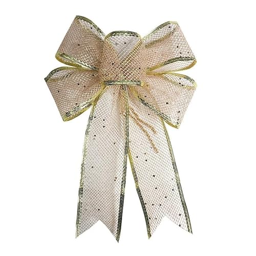 TUOYDJA Weihnachtsdeko,Christmas Decoration Weihnachtsschleifenband Mesh Weihnachten Gold Pailletten Dekoband Weihnachtsbaum Dekoration Geschenk Dekor(1pc,Gold 02) von TUOYDJA