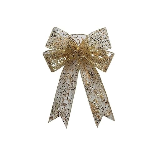 TUOYDJA Weihnachtsdeko,Christmas Decoration Weihnachtsschleifenband Mesh Weihnachten Gold Pailletten Dekoband Weihnachtsbaum Dekoration Geschenk Dekor(2pcs,Gold 01) von TUOYDJA