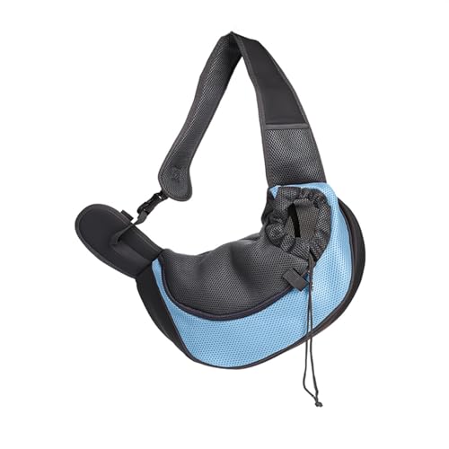 Tragetasche Hund,Hundetragetasche Mesh Haustier Hundeträger Outdoor Reise Handtasche Beutel Atmungsaktive Oxford Single Umhängetasche Sling Comfort Travel(Sky Blue,S) von TUOYDJA